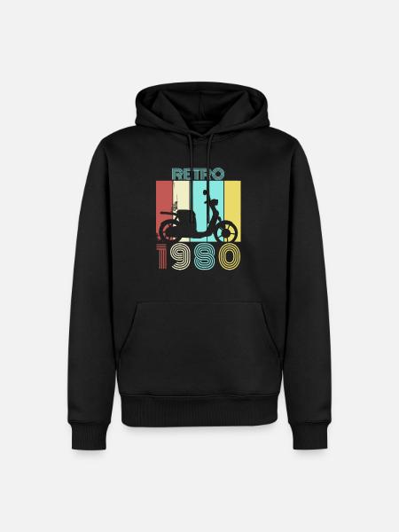 1980 80er Rollerfahrer - Männer Premium Bio Hoodie - Schwarz