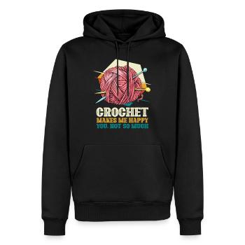 Crochet Makes Me Happy You Not So Much - Men’s Premium Organic Hoodie - black - Front - Nico (187cm)