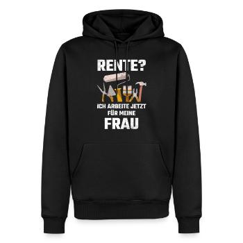 Rente? Ich arbeite jetzt für meine Frau Rentner - Männer Premium Bio Hoodie - Schwarz - Vorne - Nico (187cm)