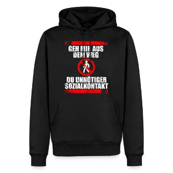 GEH MIR AUS DEM WEG DU UNNÖTIGER SOZIALKONTAKT - Männer Premium Bio Hoodie - Schwarz - Vorne - Nico (187cm)