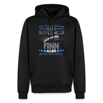 Finn Vorname Schriftzug Geschenk Männer Jungen - Männer Premium Bio Hoodie - Schwarz - Vorne - Nico (187cm)
