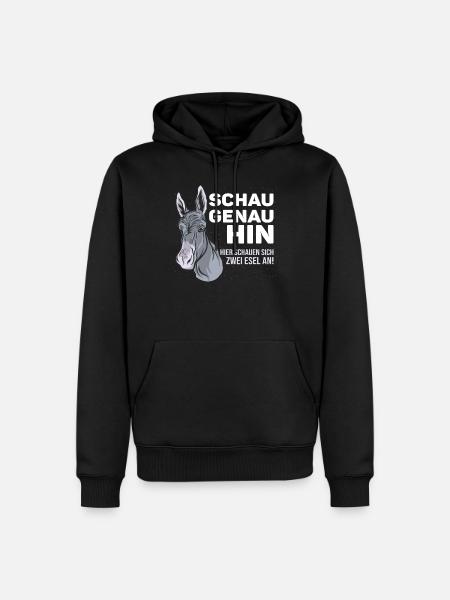 Witziger Spruch mit Esel fürs Veräppeln mit Ironie - Männer Premium Bio Hoodie - Schwarz