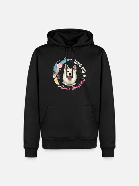 Geschenkidee Weißer Schweizer Schäferhund - Männer Premium Bio Hoodie - Schwarz