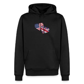 USA Vereinigtes Königreich Herzflagge Amerikanisch Britisch - Männer Premium Bio Hoodie - Schwarz - Vorne - Nico (187cm)