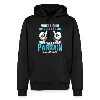 Meilleur Parrain Du Monde Oncle Parrain Cadeau - Sweat à capuche Premium bio Homme - noir - Devant - Nico (187cm)