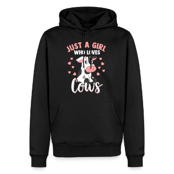 Vaches fille vache boeuf vache laitière fermier vache veaux - Sweat à capuche Premium bio Homme - noir - Devant - Nico (187cm)