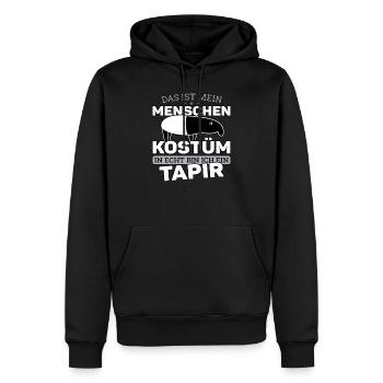 Tapir im Mensch Kostüm für Tapirfreunde - Männer Premium Bio Hoodie - Schwarz - Vorne - Nico (187cm)