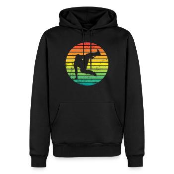 Silhouette de coureur de parkour freerunning parkour rétro - Sweat à capuche Premium bio Homme - noir - Devant - Nico (187cm)