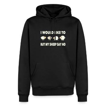 Mouton disant - Sweat à capuche Premium bio Homme - noir - Devant - Nico (187cm)