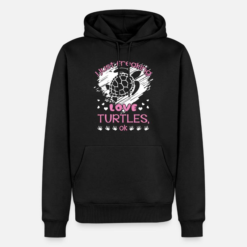 Turtle I Freaking Love Turtles - Männer Premium Bio Hoodie - Schwarz