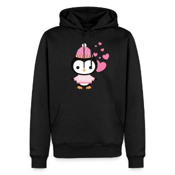 Le pingouin doux avec le cœur célèbre l’amour - Sweat à capuche Premium bio Homme - noir - Devant - Nico (187cm)