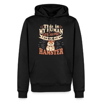 Hamster Nagetier Kostüm - Männer Premium Bio Hoodie - Schwarz - Vorne - Nico (187cm)