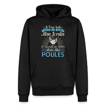 Papy Poule - Jardinage Cadeaux - Sweat à capuche Premium bio Homme - noir - Devant - Nico (187cm)