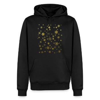 Schnee Schneeflocken Gold Weihnachten Geschenkidee - Männer Premium Bio Hoodie - Schwarz - Vorne - Nico (187cm)