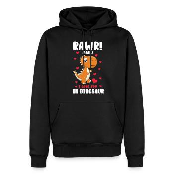 Rawr signifie que je t'aime cadeau de dinosaure Saint Valentin - Sweat à capuche Premium bio Homme - noir - Devant - Nico (187cm)