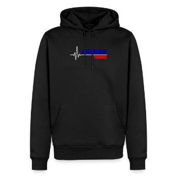 Cadeau de battement de coeur de vacances Corse France - Sweat à capuche Premium bio Homme - noir - Devant - Nico (187cm)