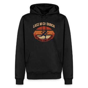 Joggen für Damen, ich muss zum Laufen Shirt - Männer Premium Bio Hoodie - Schwarz - Vorne - Nico (187cm)