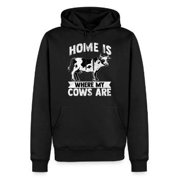 Vache moo boeuf lait fermier ferme des animaux - Sweat à capuche Premium bio Homme - noir - Devant - Nico (187cm)