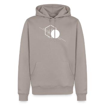 Modern minimal design as a trend gift - Men’s Premium Organic Hoodie - taupe - Front - Nico (187cm)
