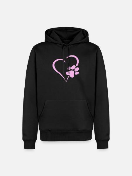 Hunde Pfoten Herz Welpen Pfoten Geschenk - Männer Premium Bio Hoodie - Schwarz
