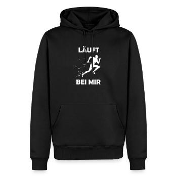 Lustiger Läufer Spruch läuft bei mir mit Läufer - Männer Premium Bio Hoodie - Schwarz - Vorne - Nico (187cm)