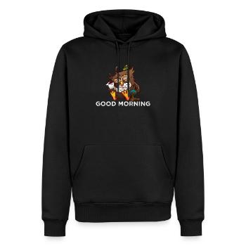 Eule wünscht Good morning - Männer Premium Bio Hoodie - Schwarz - Vorne - Nico (187cm)