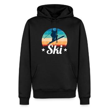 Ski - Männer Premium Bio Hoodie - Schwarz - Vorne - Nico (187cm)
