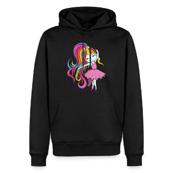 Licorne ballerine - Sweat à capuche Premium bio Homme - noir - Devant - Nico (187cm)