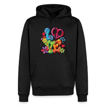 Hippie Kostüm - Männer Premium Bio Hoodie - Schwarz - Vorne - Nico (187cm)