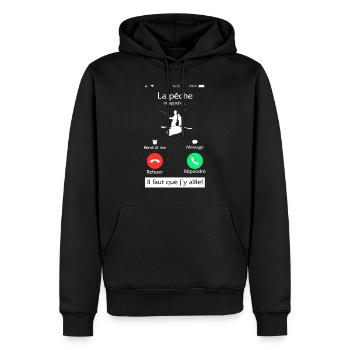 La Pêche M'appelle Il Faut Que J'y Aille écran De - Men’s Premium Organic Hoodie - black - Front - Nico (187cm)
