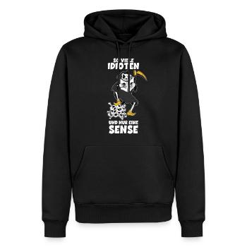 Totenkopf Sensenmann Lustige Geschenkidee Sprüche - Männer Premium Bio Hoodie - Schwarz - Vorne - Nico (187cm)