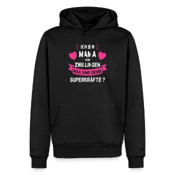 Ich bin Mama von Zwillingen Was sind deine - Männer Premium Bio Hoodie - Schwarz - Vorne - Nico (187cm)