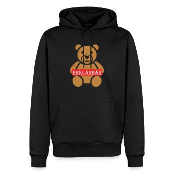 Erklärbär Lehrer Referendar Geschenk - Männer Premium Bio Hoodie - Schwarz - Vorne - Nico (187cm)