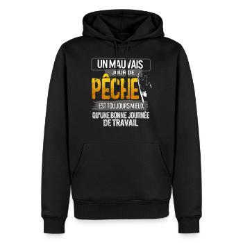 Pêcheur Tshirt Un Mauvais Jour De Pêche Est - Men’s Premium Organic Hoodie - black - Front - Nico (187cm)
