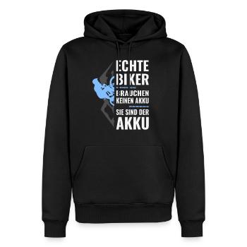 Fahrrad-Echte Biker brauchen keinen Akku - Männer Premium Bio Hoodie - Schwarz - Vorne - Nico (187cm)