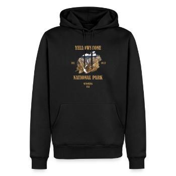 le parc national de Yellowstone - Sweat à capuche Premium bio Homme - noir - Devant - Nico (187cm)