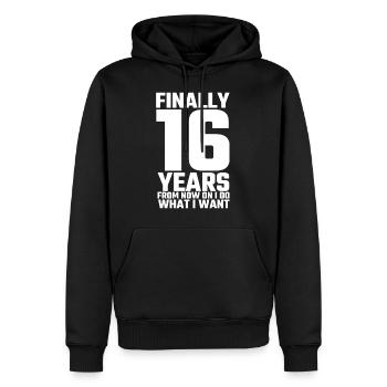 Finally 16 Years 16th anniversaire cadeau - Sweat à capuche Premium bio Homme - noir - Devant - Nico (187cm)