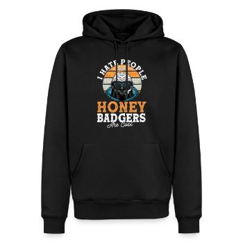 Honey Badger Honey Badger Je déteste les gens cadeau - Sweat à capuche Premium bio Homme - noir - Devant - Nico (187cm)
