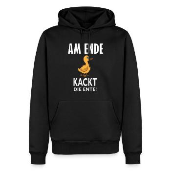 Lustige Ente am Ende kackt die Ente Stuhlgang Fun - Männer Premium Bio Hoodie - Schwarz - Vorne - Nico (187cm)