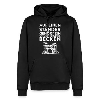 Auf einen Ständer gehört ein ordentliches Becken - Männer Premium Bio Hoodie - Schwarz - Vorne - Nico (187cm)