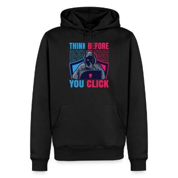 Denken Sie nach, bevor Sie auf Computergeschenk - Männer Premium Bio Hoodie - Schwarz - Vorne - Nico (187cm)