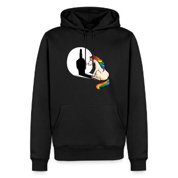 Einhorn Mittelfinger Schatten - Männer Premium Bio Hoodie - Schwarz - Vorne - Nico (187cm)