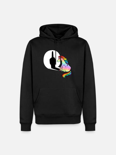 Mittelfinger Einhorn Mittelfinger - Männer Premium Bio Hoodie - Schwarz