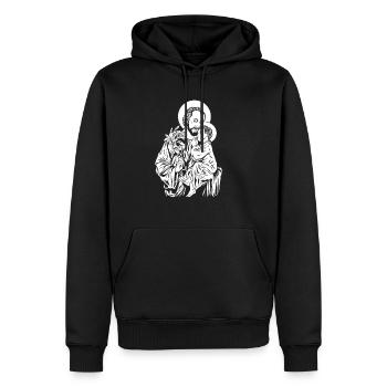 Der heilige Josef hält Jesus im Arm - Männer Premium Bio Hoodie - Schwarz - Vorne - Nico (187cm)
