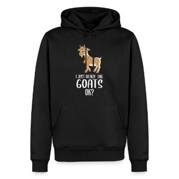J’aime vraiment les chèvres ok? Conception pour une chèvre - Sweat à capuche Premium bio Homme - noir - Devant - Nico (187cm)