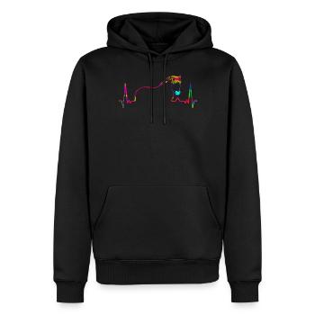 Cheval fjord coloré drôle - Sweat à capuche Premium bio Homme - noir - Devant - Nico (187cm)