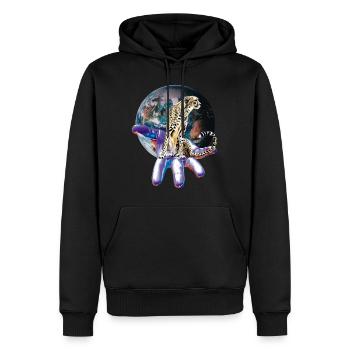 Guépard - Sweat à capuche Premium bio Homme - noir - Devant - Nico (187cm)