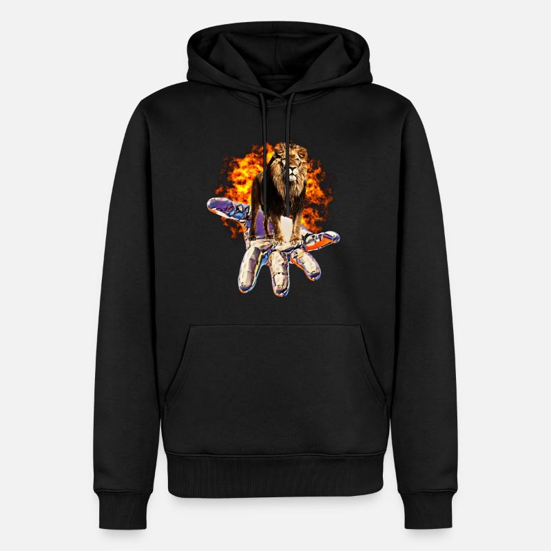 Löwe - Männer Premium Bio Hoodie - Schwarz