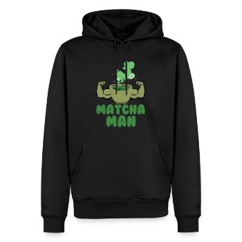Matcha Man Funny Gift Feuilles de thé vert - Sweat à capuche Premium bio Homme - noir - Devant - Nico (187cm)