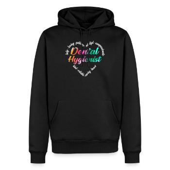 Hygiéniste dentaire - Sweat à capuche Premium bio Homme - noir - Devant - Nico (187cm)